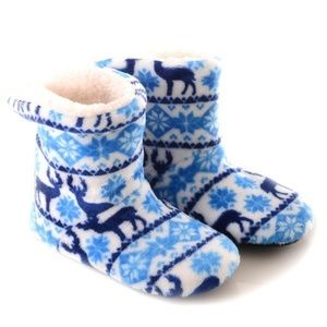 Blue Reindeer Slippers
